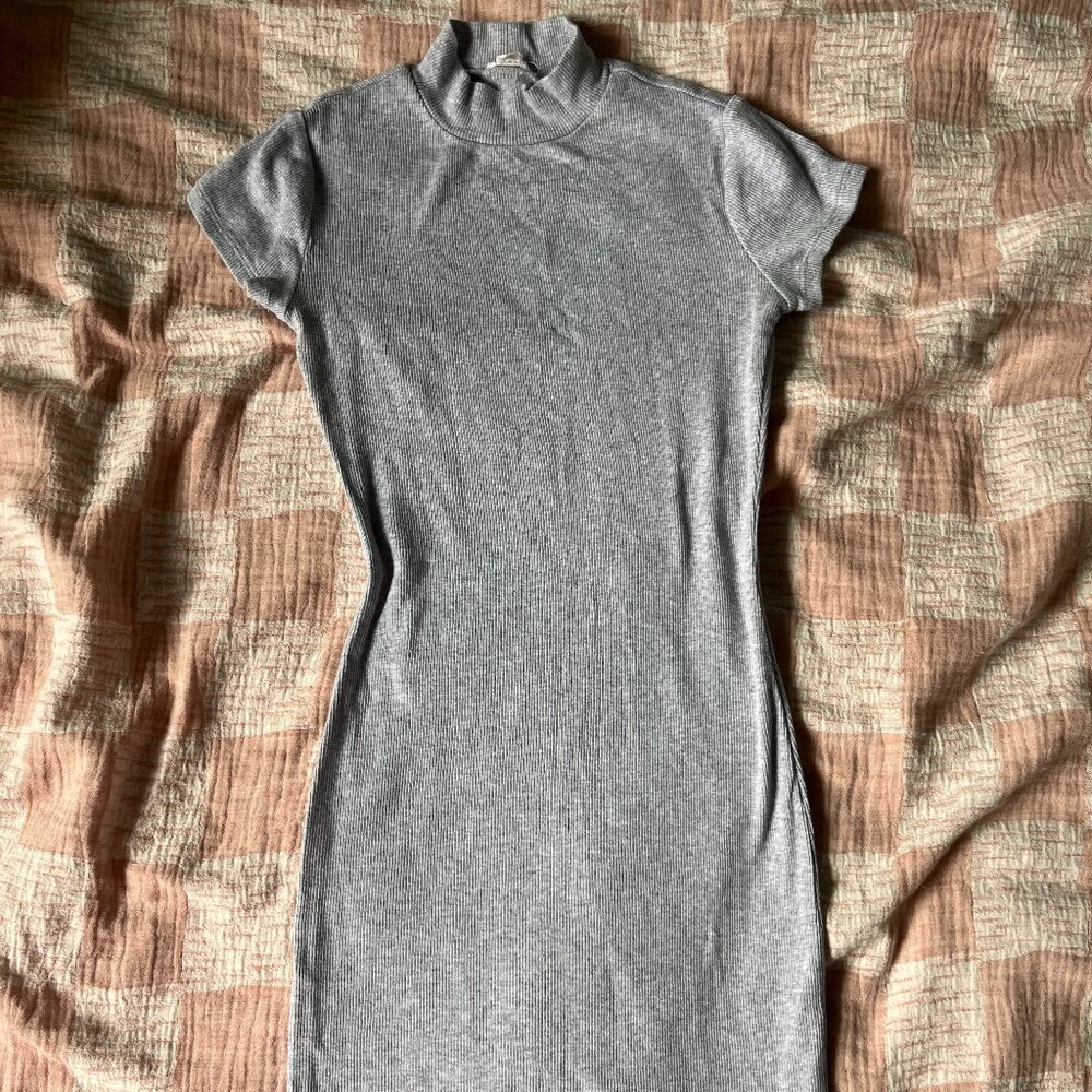 Garage Grey Bodycon Dress Mock Neck